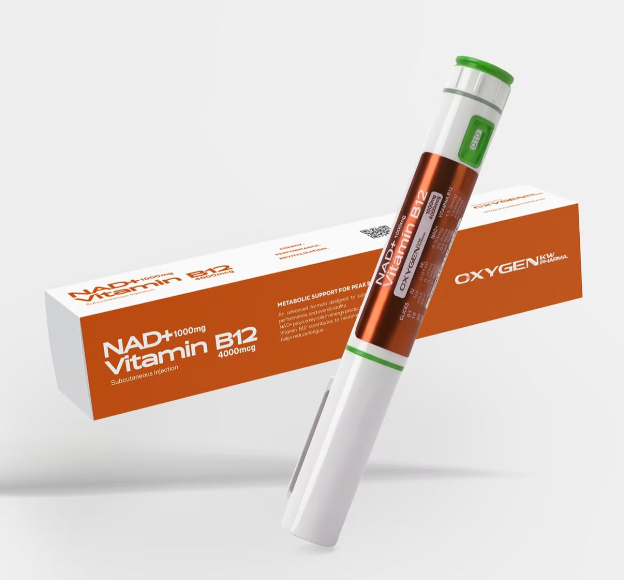 NAD+ + B12 Caneta 1000mg nad+ 4000mcg b12 - Oxygen KW
