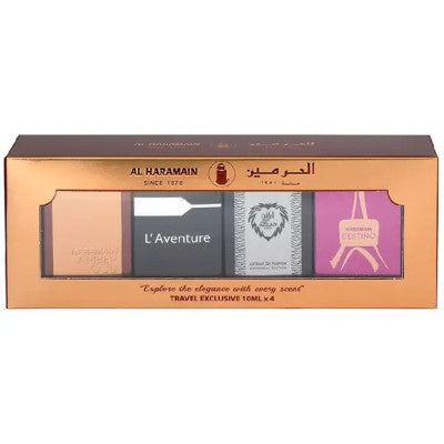 Al Haramain Kit Al Haramain 4X10Ml Gold+L'Aventure+Azlan Charcoal+Destino — Unissex