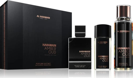 Al Haramain Kit Al Haramain Amber Oud Private Edit 75Ml+ 30ml + B/M 250ml — Unissex