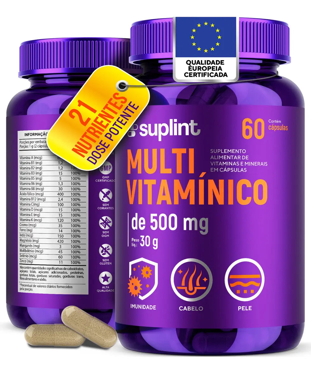 Multivitamínico 21 Vitaminas e Minerais (60 cápsulas) - Suplint